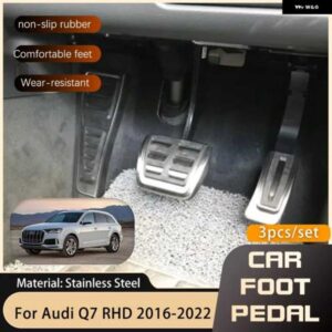 アウディ RHD ペダル Q7 4メートル 2016 2022 アクセル ブレーキ フットレスト ステンレスノンスリップペダル カバー パッド 2018-21