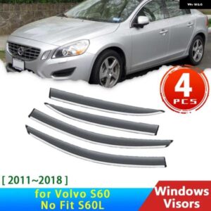 ボルボ ディフレクター S60 2 II 2011 2018 2012 2014 ウィンドウ バイザー雨アイブロウガードサンバイザースモーク フロントガラス