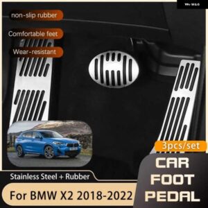 BMW ステンレスフットペダル X2 F39 2018-22 ガスアクセル ブレーキ レストフットなし穴あけペダル カバー