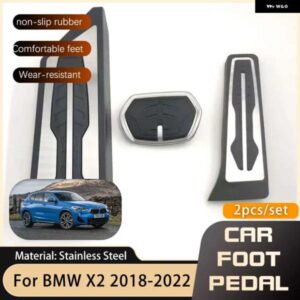 BMW フットペダル X2 F39 2018-22 アクセル ブレーキ ステンレス 穴あけ不要 滑り止めペダル カバー パッド