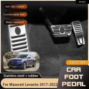マセラティ ステンレスペダル マセラティレヴァンテ 2017-22 アクセル ブレーキ レストフットなし穴あけペダル カバー