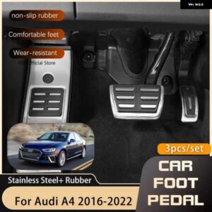 アウディ AT MT フットペダル A4 B9 2016-22 燃料 ブレーキ フットレスト ステンレスノンスリップペダル カバー