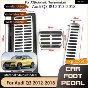 アウディ Q3 RS MK1 8U 2012-18 ステンレスペダル アクセル ブレーキ 滑り止めペダル カバー パッド