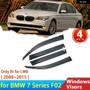BMW フロントガラス 7シリーズ F02 LWB 2009 2015 2010 4X ディフレクターウィンドウ バイザートリム雨眉ガード 2008 2013