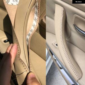 BMW 手縫いマイクロレザー右/左ドアパネルハンドルプルトリムカバー インナーハンドルカバー 3シリーズ E90 E91 325 330 318