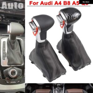 アウディ 自動ギアシフトノブ と黒革ブーツ レッドライン A4 B8 A5 Q5 2009-13