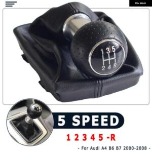 アウディ 黒赤ライン 5/6スピードシフトギアノブ レバー GAITOR ブーツ カバー AUDI A4 B6 B7 2002-2008