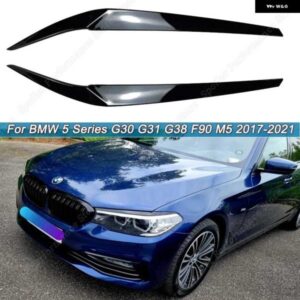 BMW 2個 5シリーズ G30 G31 G38 F90 M5 525I 530I 540I フロント ヘッドライト アイブロウトリムカバー ステッカー 2017-2021 ブラック