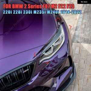 BMW ペア グロスブラック 車フロント ヘッドライト アイブロウ ステッカー ABS F87 M2 F22 F23 220I 228I 230I M235I M240I 2014-2022