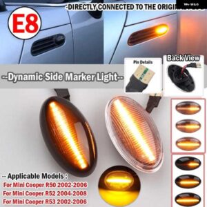 BMW 2個 車ダイナミック LED サイドリピーター インジケータ ライト流れるサイドマーカー信号ランプライト ミニクーパー R50 R52 R53 02-08