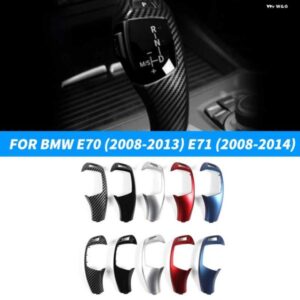 BMW カーボンシフトレバーカバー X5 X6 E70 E71 2008-2014 グロスブラック オートギアシフトレバーノブ カバー 交換