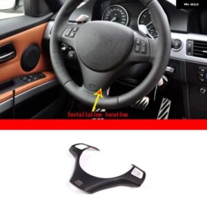 BMW ABS マットブラックスタイルステアリングホイール 装飾 カバー トリムフレーム ステッカー 3 シリーズ E90 E92 2005-2012 自動車