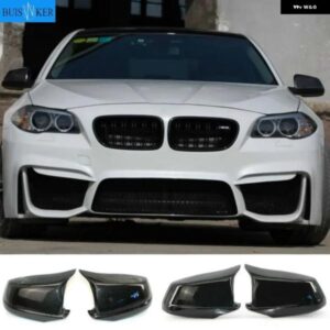 BMW ペア ブラック/カーボン ルック バックミラー キャップ ドア ウィング ミラー カバー 交換用 F10 5 シリーズ 2011-2013 PRE-LCI