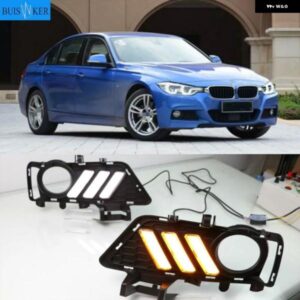BMW F30 F35 3 シリーズ 2013-2019 デイタイム ランニングライト LED DRL フォグランプ ドライビングライト イエローウインカー機能リレー付き