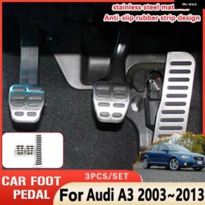 アウディ フットペダル A3 8P 2003 2013 2004/09/01 AT MT ゴム滑り止めペダルカバー ステンレスペダル