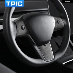 テスラ アルカンターラ モデル 3 Y 2019-2023 3個 ステアリングホイール パッチカバー トリム ステッカー 装飾 カー インテリア