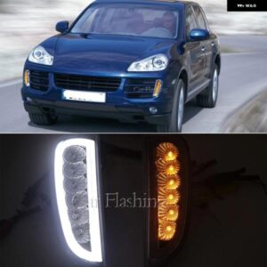 ポルシェ 2個 DRL デイタイム ランニングライト フォグランプ カイエン I 957 9PA 2006/10/01 LED ウインカーポジション