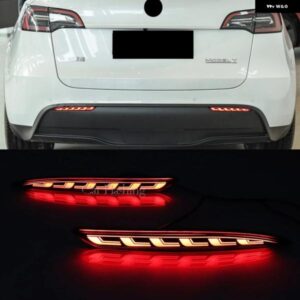 テスラ 2個 モデル Y 2019-23 リア フォグランプ ブレーキライト ダイナミック ウィンカーリフレクター LED バンパー ライト