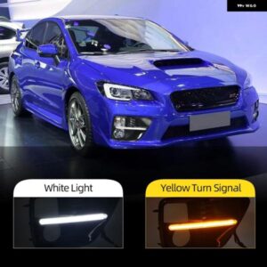 スバル 2個 LED DRL デイタイム ランニングライト WRX STI 2015 2016 2017 イエローウインカースタイルリレーフォグ