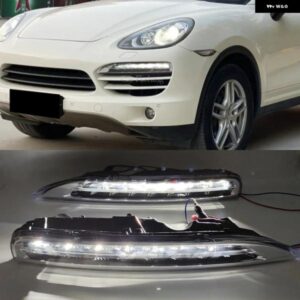 ポルシェ フロントバンパー デイタイム ランニングライトカイエン 2011-14 デイライト LED DRL ドライビング フォグランプ ウィンカー