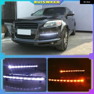 アウディ 2個 Q7 2006/09/01 LED DRL デイタイム ランニングライト デイライト フォグライト 黄色ウィンカー付き