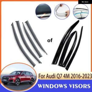 アウディ 4X 車ウィンドウバイザー Q7 4M 2016 2023 2017 2018 2019 ベントバイザーオーニングレインガードカバー ディフレクター
