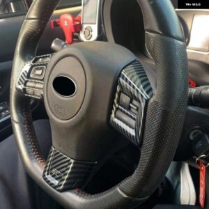 スバル WRX STI 2016-19 カーボンプリント インテリア ステアリングホイール 装飾 カバー トリム 3個
