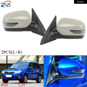 スバル 2個 外側バックミラー バックミラー ASSY フォレスター 2011 2012 LED ライト + 加熱 + 自動折りたたみ 9ピン