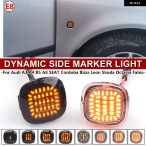 アウディ 2個 LED ウィンカー サイドマーカー ライトダイナミックシーケンシャルランプシュコダファビアオクタビア MK1 MK2 A3 A4 B5 A8 シート