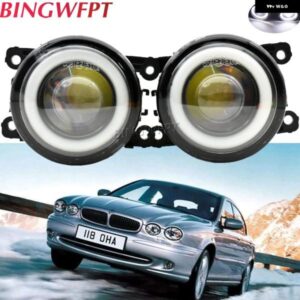 ジャガー 高QUALIT2001-2009 X タイプ CF1 サルーン車 LED 電球 フォグライト + エンジェルアイ DRL デイタイムラン