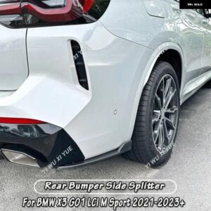 BMW X3 G01 LCI M40I 20I 30I 2021-2023 M スポーツ カーボンルック リアバンパー サイド スポイラー スプリッター リア コーナー プロテクション
