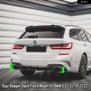 BMW G20 G21 セダン/ツーリング 2018-2022 車シャークフィンリアバンパー スポイラー スプリッターディフューザーマックストンスタイル G20