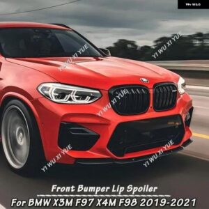BMW F97 F98 X3M X4M 2019-2021 フロントバンパー リップスポイラー スプリッターグロスブラック ABS フロントリップスポイラー カナードプロテーターカバー