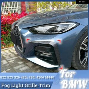 BMW フロントライトフレームカバー トリムカナード ステッカー グリル 4シリーズ G22 G23 G26 M スポーツ 420I 425I 430I M440I 2020-2022 2023+