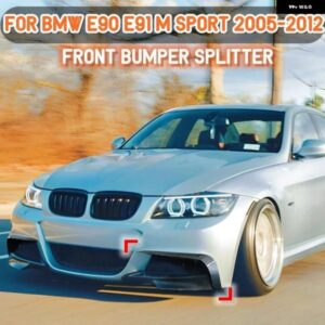 BMW E90 E91 フロントバンパー スポイラー ディフューザースプリッター 3シリーズ M スポーツ PRE-LCI 2005-2008 2009-2012 グロスブラック エアベント