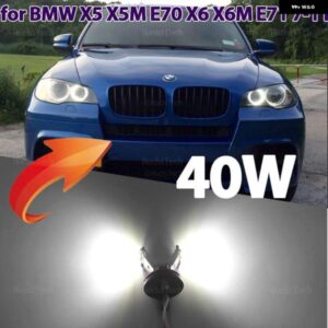 BMW LED エンジェルアイリングマーカーサイドライト白色 LED 電球 ヘッドライト X5 X5M E70 X6 X6M E71 E72 2007-2011 40ワット ホワイト H8
