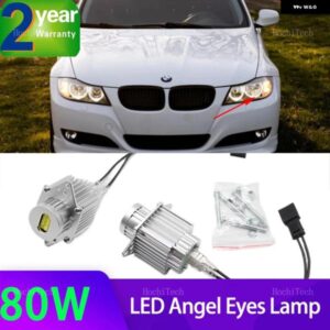 BMW 2個 80ワット 6000 18K ホワイトランプ LED エンジェルアイズ マーカーライト 電球 3シリーズ E90 E91 LCI フェイスリフトハロゲン ヘッドライト
