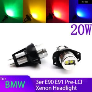BMW CANBUS LED エンジェルアイズ マーカーライト 電球 ホワイト E90 E91 2005-2008 - 20W