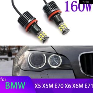BMW 160ワット 白色 LED 車エンジェルアイ マーカーライト 電球 X5 X5M E70 X6 X6M E71 2007-2011
