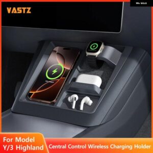 テスラ ワイヤレス充電スタンド モデルY 3 ハイランド モデル 2021 - 2025 センター コンソール : 電話 ヘッドフォン 時計の充電