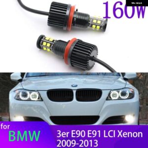 BMW エンジェルアイズ リング 電球 ランプライト 6000K ホワイト 3シリーズ E90 E91 LCI キセノン 2009-2013 デイタイム ライト 160W アクセサリー