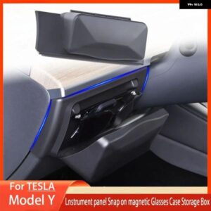 テスラ モデルY 2021-2024 ABS ブラック ダッシュボード 磁気吸引 メガネ ケースサングラス メガネ 収納 ボックス アクセサリー