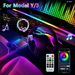 テスラ カラー ダッシュボード アンビエントライト モデル3 Y LED インテリア RGB シンフォニー ムードランプ USB APP コントロ