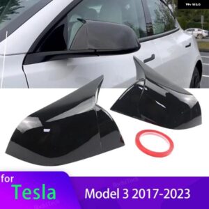 テスラ ABS ペーストサイドドアミラー カバー モデル3 MODEL3 2021-2024 ホーン明黒自動 外装 サイドバックミラー カバー