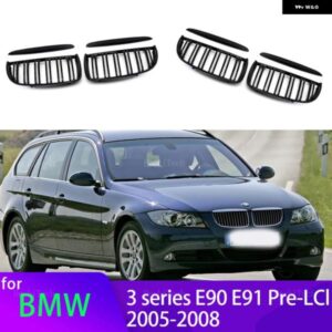 BMW フロントバンパー グリル キドニー レーシング グリル E90 E91 3シリーズ 2005-2012 320I 325I 330I ダブルスラット交換 グリル