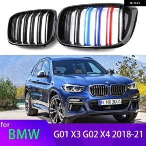 BMW 1ペア M カラー/グロスブラックフロントバンパー キドニー グリル G01 X3 G02 X4 2018-21 アクセサリー