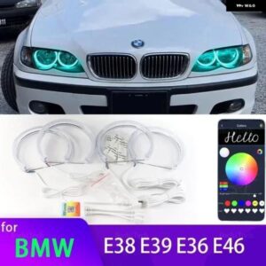 BMW クリスタルマルチカラーアプリ LED エンジェルアイ E46 M3 E38 E39 E36 ヘッドライト チューニング DTM スタイル リング DRL デイタイム