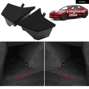 テスラ リア トランク 収納 ビンカーペット敷き蓋 モデル3 ハイランド左右コーナー オーガナイザー 植毛蓋 TPE 防水