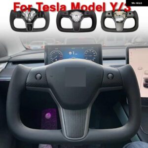 テスラ ヨーク ステアリングホイール モデル3 Y 370MM 楕円カーボンマットレザー加熱 カスタム