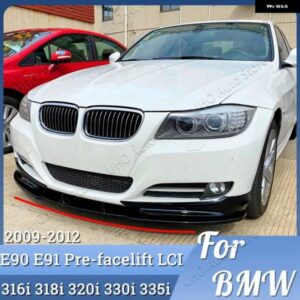 BMW カーボンルック E90 E91 LCI フェイスリフトフロントバンパー リップ スポイラー スプリッター 3シリーズ 325I 330I 2007-2012 トリム カナード リップ